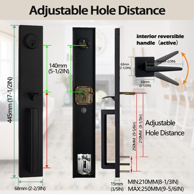 TMC Iron Black Front Double Door Handleset (KEYED HANDLESET) - Image 2